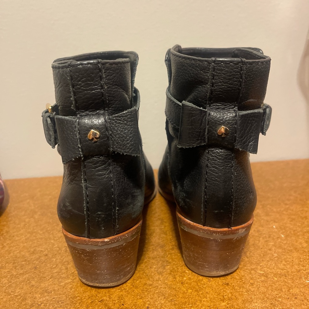 Kate Spade New York Black Leather Booties with Bow Detail Size 7